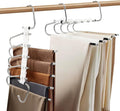 2Pack Pants Hangers Space Saving,Anti-Slip Design, Storage Organizer for Pants Jeans Trousers Skirts Scarf,Non Slip Stainless Steel Multifunctional Rack (Black, Three-Bend type-2pack)