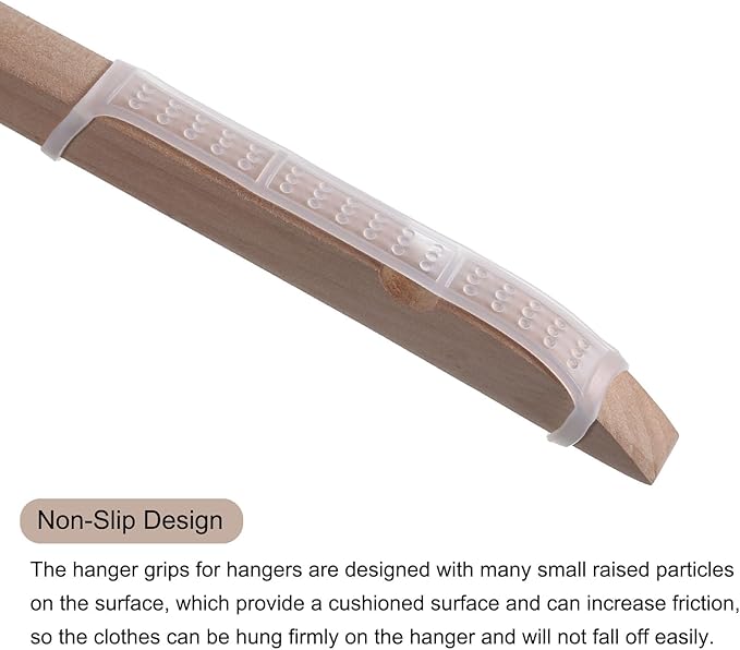 uxcell 50Pcs Non-Slip Hanger Grips Silicone Adhesive Clothes Hanger Strips for Wood Plastic Hangers, Clear (3.94" x 0.47")