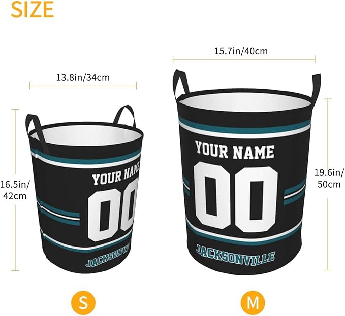 Custom Jacksonville Laundry Hamper Personalized Laundry Basket Customized Name And Number Collapsible Storage Basket for Bedroom Bathroom Living Room Gifts