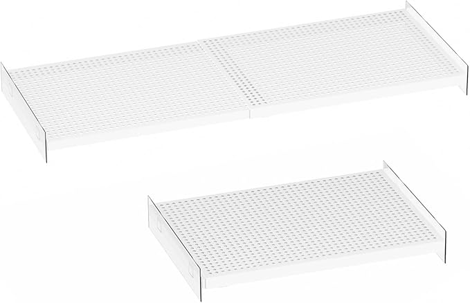 Closet Shelf Divider Expandable Cabinet Storage Shelving Rack Heavy Duty Metal DIY Tension Shelf Separator for Cabinet Wardrobe Cupboard Pantry Kitchen Bedroom,White,2packs