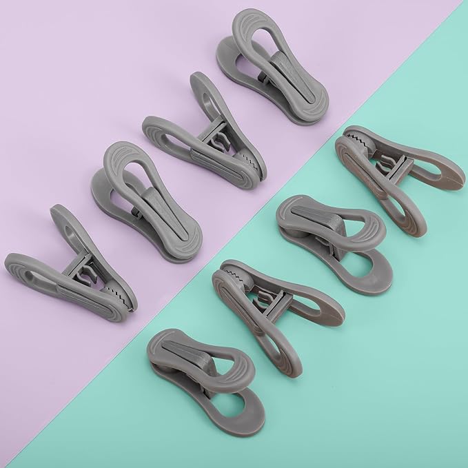 Grey Hanger Clips 50 PCS,Velvet Hanger Clips for Plastic Hangers,Pants Hanger Clips,Grey Finger Clips,Plastic Hanger Clips for Skirt Pants Hangers Plastic Clothes Hangers,Strong Pinch Grip