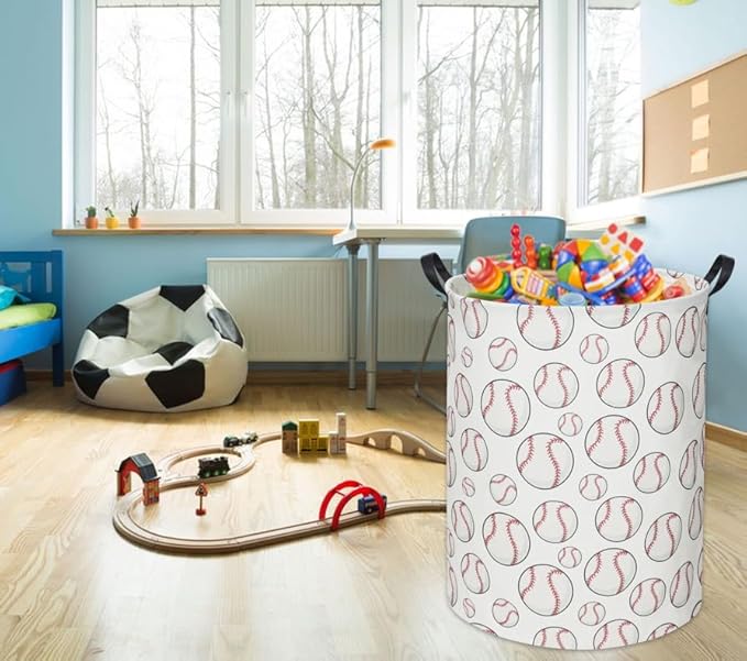 Baseball Kids Laundry Basket Baby Hamper Toy Storage Bin for Boys Room Decor Baby Nursery Hamper Gift Baskets for Bedroom Bathroom(Baseball)