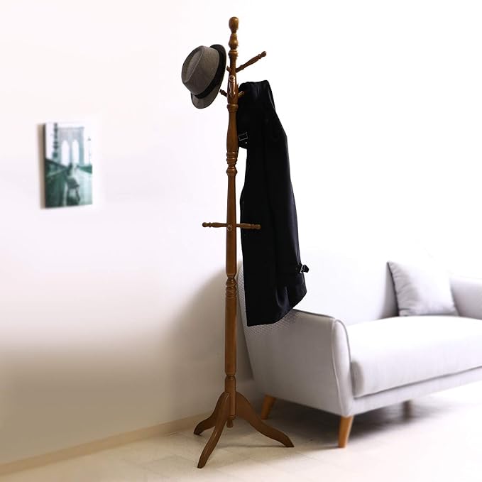 No Double Trade Antique Coat Hangers, Natural Wood, Height 183 cm