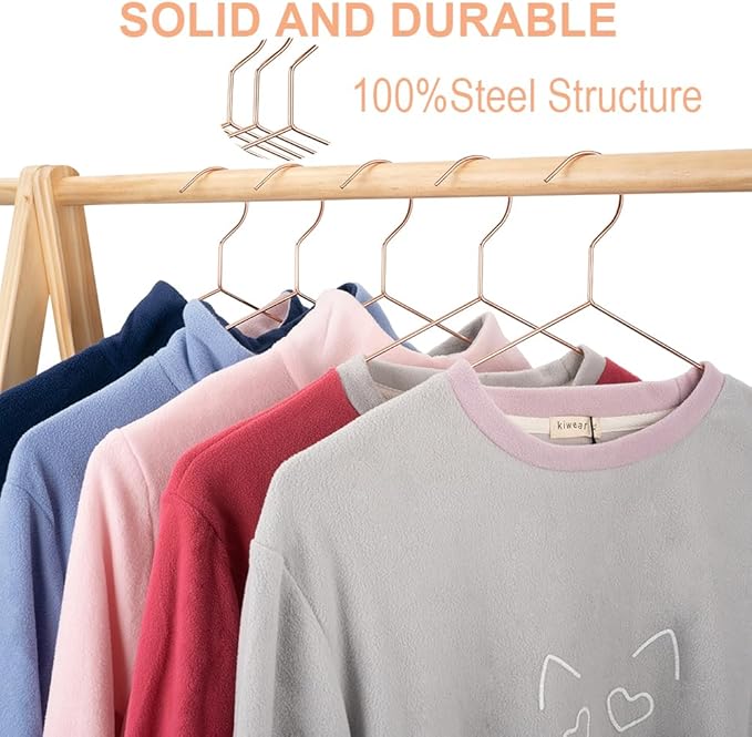 16.5" Rose Gold Copper Clothes Hangers - 60 Pack,Heavy Duty Strong Metal Hanger for Storage Display Sling Organization of Coat Shirts Dresses Jacket Elegant Standard Suit Accessory
