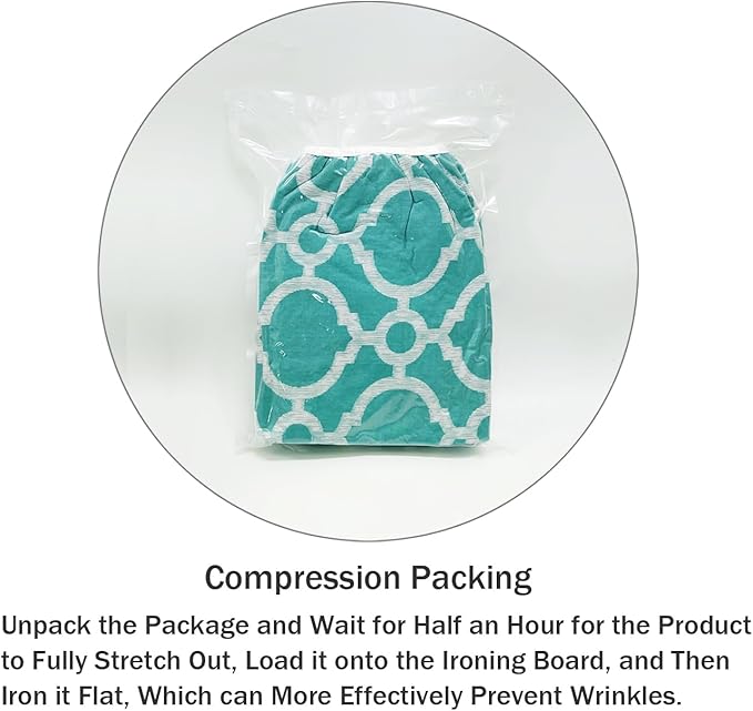 Ironing Board Cover and Pad Standard Size 15" x 54",3 Pairs of Hook and Loop Fastener Straps,Elastic Edges,Cotton Iron Board Cover with Scorch Resistant Thick Padding(Blue)