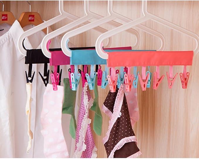 Foldable Plastic Travel Underwear Socks Bathroom Home Closet Clothes Hanger 4Pcs Pack