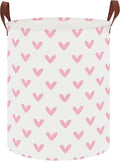 19.7" Pink Cute Heart Laundry Basket,Kids Dirty Clothes Hamper,Waterproof Toys Storage Bin,Room Decor,Gift Baskets,Baby Nursery Hamper(Pink Heart)