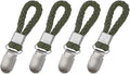 uxcell 4 Pcs Tea Towel Clips with Cotton Loop for Hanging, 4.3 Inch Metal Towel Hooks Multipurpose Cloth Hangers for Home Kitchen Bathroom, Green