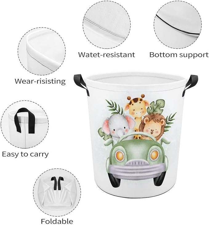 Cartoon Baby Laundry Basket Boys Room Decor Elephant Giraffe Hampers Boys Hamper Clothes Toy Storage Bin Jungle Decor