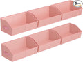 Storage Bins for Shelves - Large Trapezoid Closet Shelf Organizer, Fabric Organization Bins with Handles, Storage Baskets for Clothes, Towel, Purse, 6 Pack, Pink