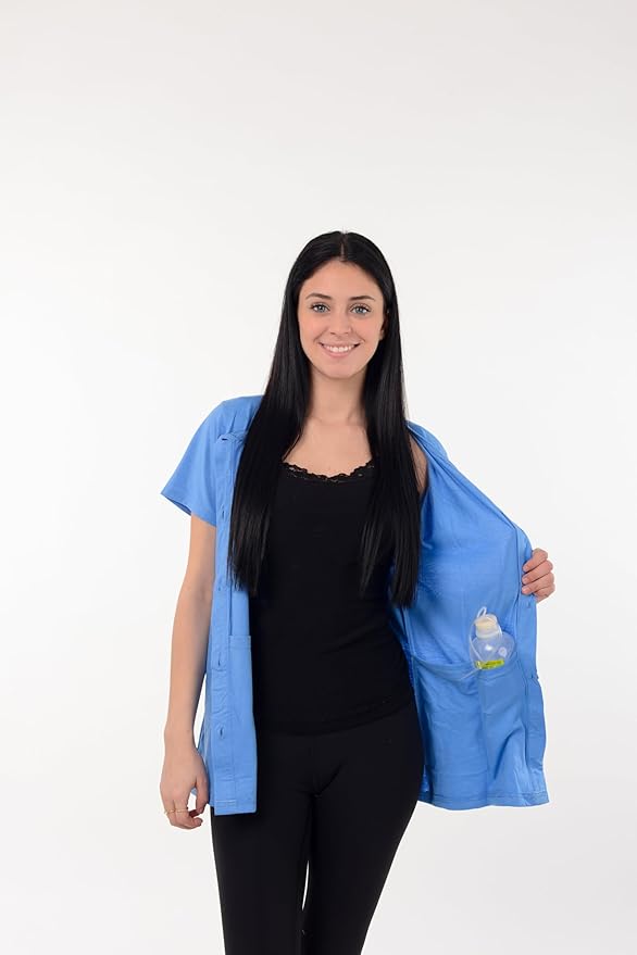 USBD Post Mastectomy Shirt with Drain Pockets Band Collar Post Op Recovery Tops