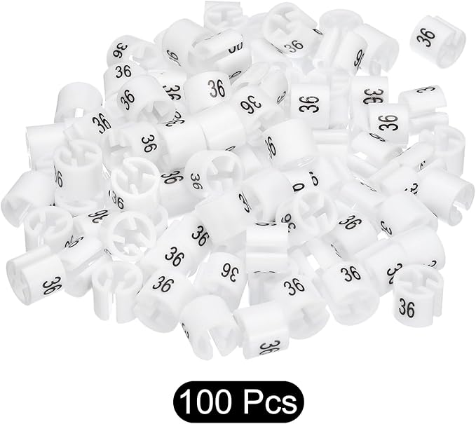 MECCANIXITY Clothes Hanger Marker Colored Hanger Sizer Garment Markers Tag (Number 36, White) for Garment Clothing Color Coding, Pack of 100 Pcs