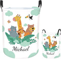 Personalized Woodland Animals Baby Nursery Hamper for Kids, Custom Name Laundry Baskets for Adults, Personalized Toddler Hamper with Name, Clothes Storage Organizer Waterproof