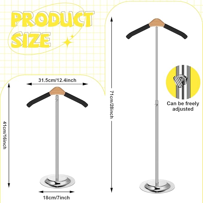 Sintuff Adjustable Child T Shirt Display Flexible Shoulder Stand Shirt Rack Portable Hanging Black Metal Clothes Hanger Rack for Clothing Garment Coat Retail Vendor, Height 16-27.9 Inch (1 Pcs)