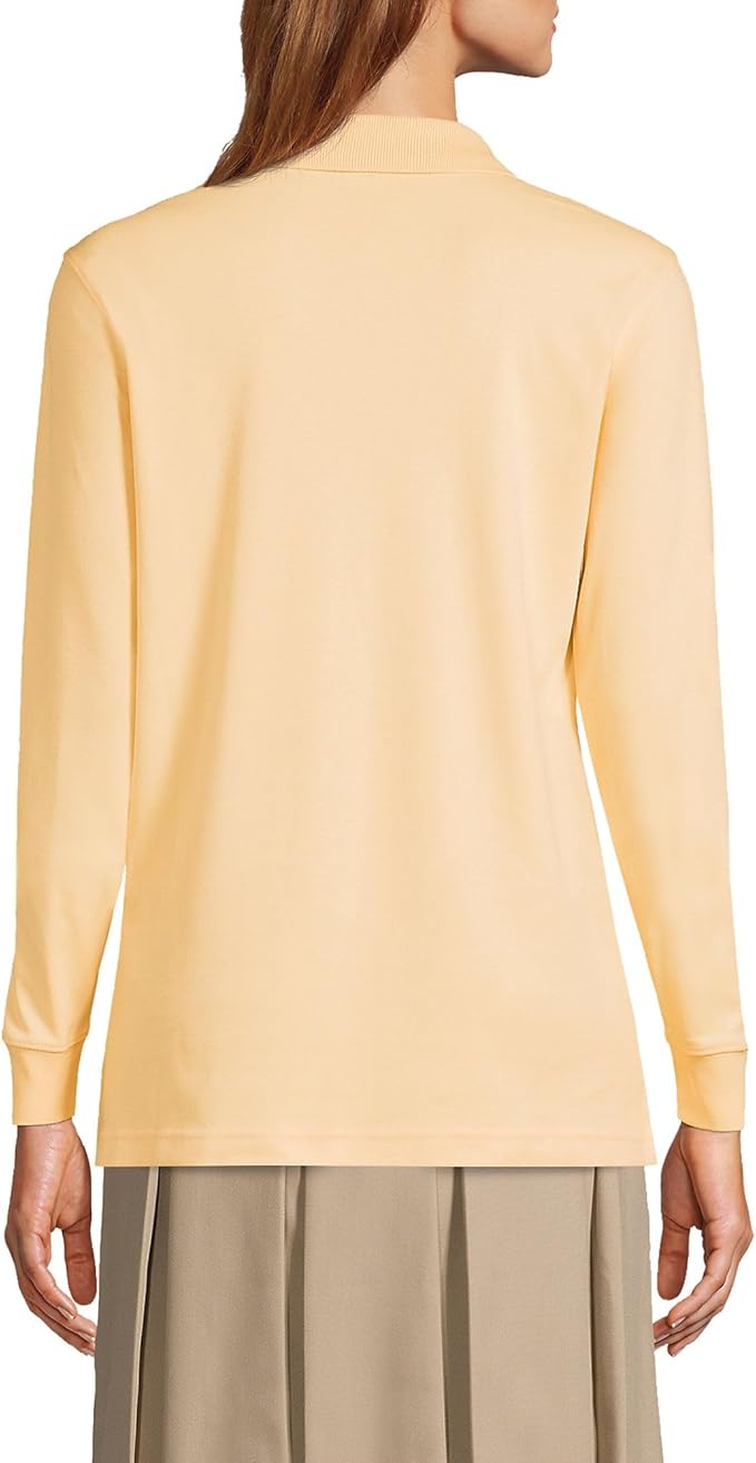 Lands' End School Uniform Kids Long Sleeve Interlock Polo Shirt
