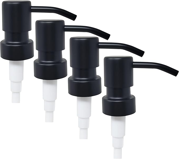 Bathroom Countertop Soap Dispensers (Black Matte, 4 Pack)