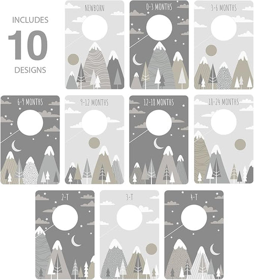 Canopy Street Gender Neutral Closet Clothing Dividers/Trendy Mountain Closet Organizer for Boy Or Girl Newborn to 4T Clothes / 4" x 6" Adventure Nursery Dividers