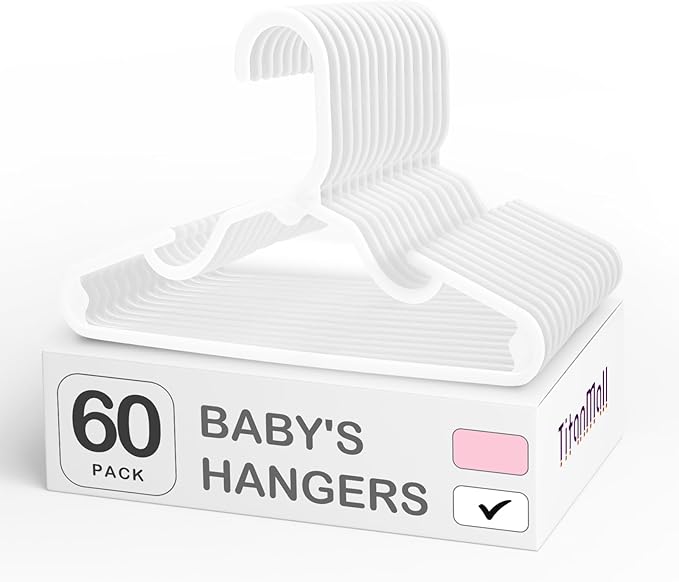 SMARTOR 60 Pack Baby Hangers - 11.7 Inch Plastic Baby Hangers for Daily Use - White