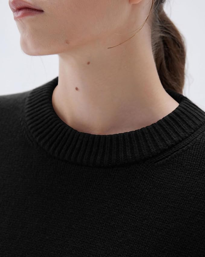 SUUKSESS Women Cashmere Blend Oversized Crew Neck Long Sleeve Pullover Sweaters
