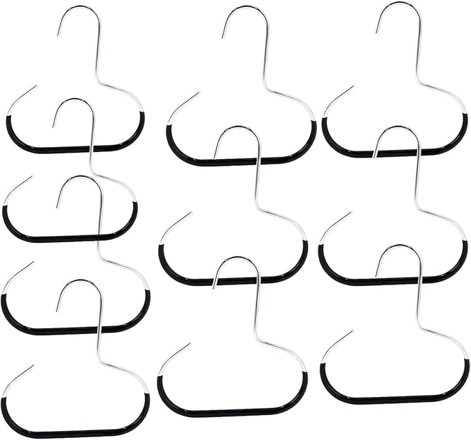 Durable Steel Hangers Maximize Closet Space with Versatile Storage, Hat Organizer Durable Stainless Steel, Durable Steels Hangers for Caps, Ties, Scarves, Clothes (Black,10pcs)