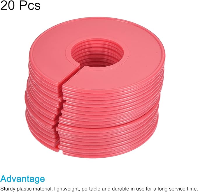 PATIKIL Clothes Dividers 20 Pack Blank Clothing Rack Size Sorting Reusable Wardrobe Round Hanger Separator, Red