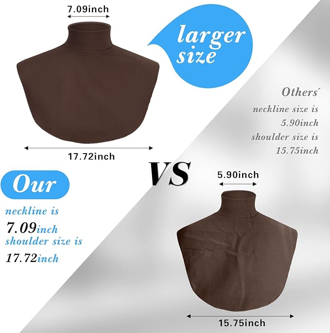 Turtleneck Dickey Extra Large Fake Collar Detachable Dickey Collar Half Mock Turtleneck for Men Women