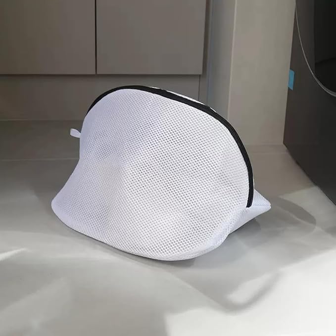 Mesh Laundry Shoe Bag for Washing Machine, White with Black Trim, Protective Wash Bag (1, Large)