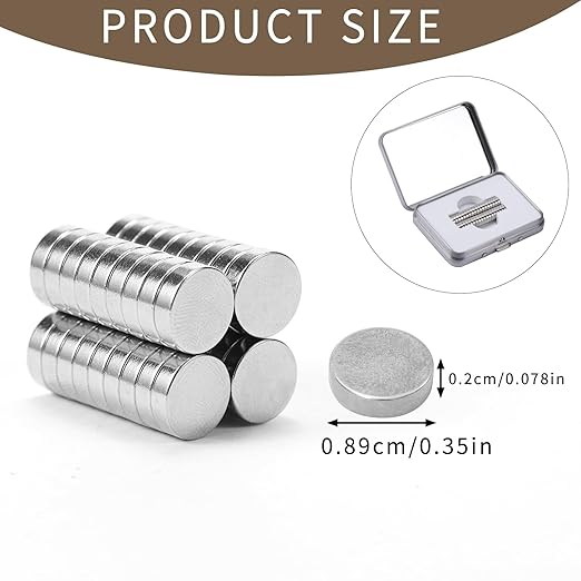 Mirror Box Magnets for Metal Collar Stays- 36Pcs N42 Strong Magnets in Portable Metal Case for Dress, Sport, and Casual Shirts (0.35 * 0.1IN,Silver)