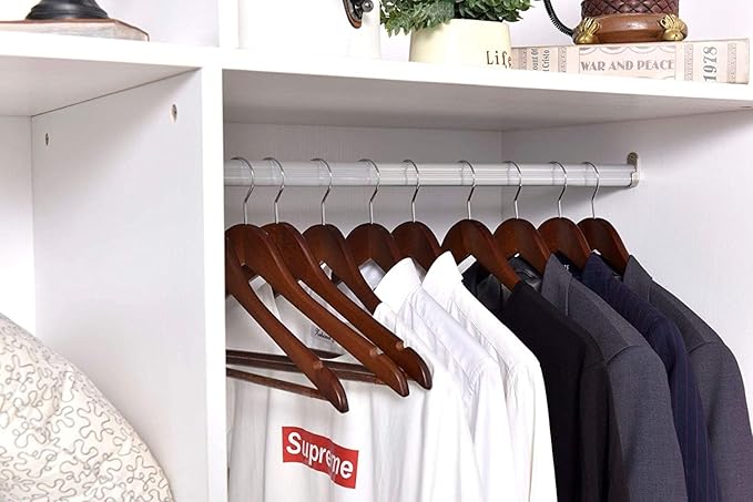 Quality Wooden Hangers - Slightly Curved, Solid Walnut Coat Hangers with Chrome Hooks - Heavy-Duty, 90 Pack Sets for Clothes, Jackets, Shirts, Pants, Suits