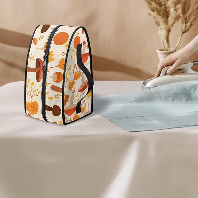 Iron Storage Bag with Smooth Zipper Portable Lightweight Iron Case Storage Fits Traveling Outing, Mushroom Leaves