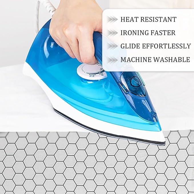 Cotton Ironing Board Cover,35x12in 39x13in 43x13in 47x15in Ironing Board Cover and Pad Standard Size Homes Iron Board Cover Ironing Cover and Pad(White,39x13in)