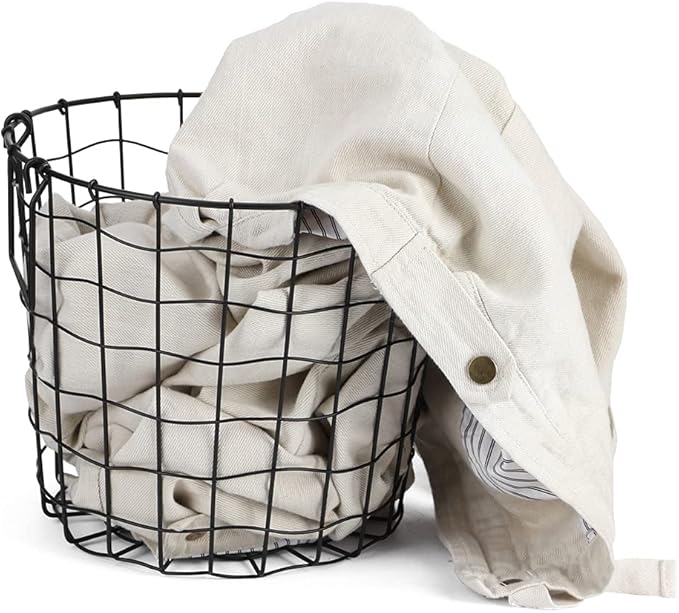 Iron Wire Laundry Hamper, Nusery Storage Basket Bin, Bathroom Iron Dirty Clothes Laundry Basket Storage Holder Organizer, Laundry Sorter Clothes Basket Organizer