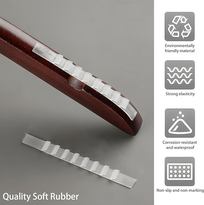 300 Pack Non-Slip Rubber Hanger Grips, MaehSab Adhesive Clear Clothing Hanger Strips for Wood & Plastic Hangers, 2.8 x 0.2 Inch Clothes Hanging Accessories for Home & Retail Use