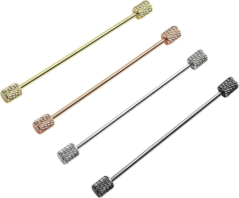 Classic 4-Piece Set Solid Brass Collar Bar for Men Multi-Style Metal Anti-Curl Shirt Collar Stays Tie Pins