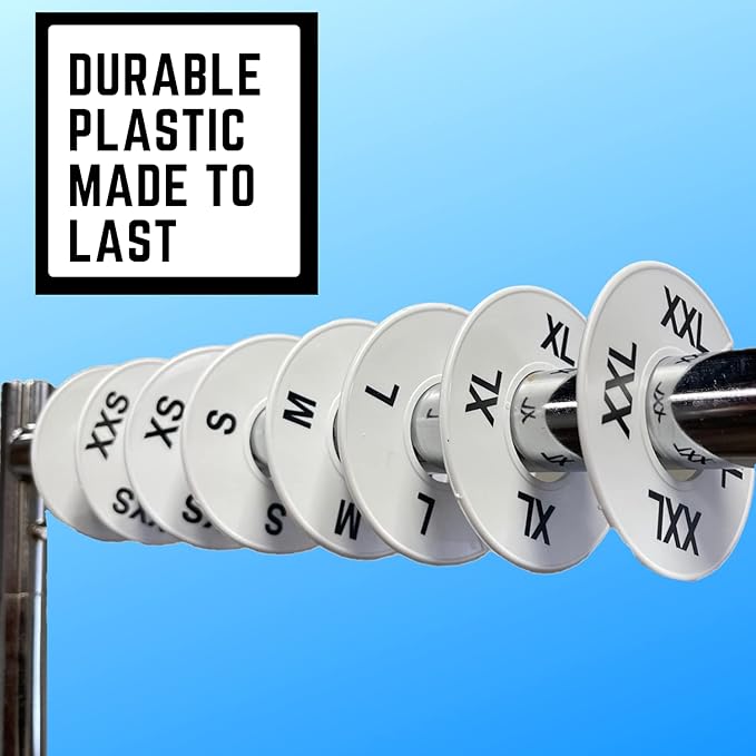 Discount Sizing- Round Clothing Dividers Size Hanger Rack Dividing 36 Pack 6 Each Size (XS-XXL) - Great for Retail, Boutiques, Personal Closet Storage & Organization (White)