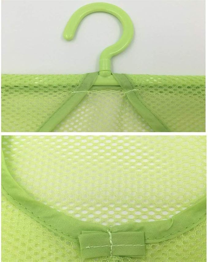 DurReus Multipurpose Clothespin Bag with Hanger Pink Blue Green Hanging Mesh Drying Bag Laundry Shower Caddy Kitchen Bathroom Storage Organizer 3 Pack