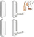 4Pcs Foldable Wall Hooks, Zinc Alloy Folding Hook White, Heavy Duty Folding Coat Hooks Wall Mounted for Hanging Coat Towels Bags Keys (White, 4 Pack)