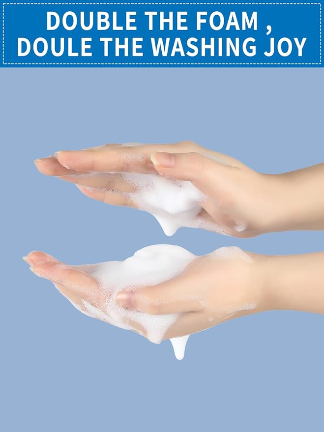 Doiliese Foaming Hand Soap Dispenser Set, 16 oz Large Glass Soap Dispenser, Foam Dispenser with Stainless Steel Pump & Waterproof Labels, Refillable Soap Bottles for Bathroom Countertop, 2 in 1