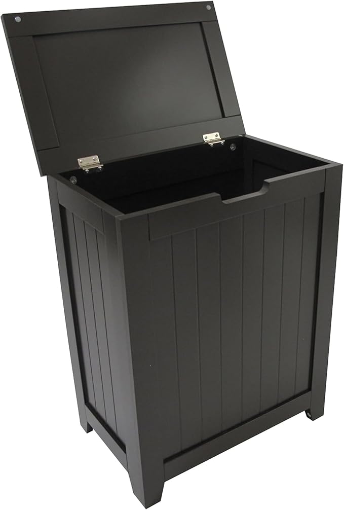 Redmon 18'' x 11.25'' x 23.25'' Contemporary Country Wainscot Style Wooden Clothes Hamper for Bedroom, Bathroom, and Laundry Room, Espresso