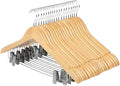 20 Pack Wooden Hangers with Clips High-Grade Wooden Suit Hangers Skirt Hangers with Clips S Wood Hanger with Durable Metal Clips for Blouse, Dress, Coat, Jacket (Natural,20)