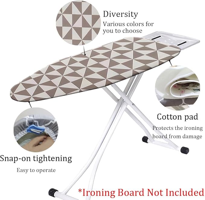 Cotton Ironing Board Cover,35x12in 39x13in 43x13in 47x15in Ironing Board Cover and Pad Standard Size Homes Iron Board Cover Ironing Cover and Pad(Brown,35x12in)