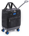 Handy Sandy All-Purpose Roller Bag – Foldable Top-Opening Tote on Wheels with Zipper Closure, 8 Spinner Wheels, Lightweight – Travel, Groceries, Laundry, Work, Everyday Hauling - Patent - Blue