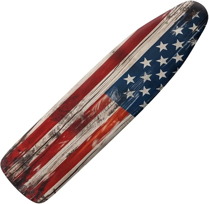 American Flag Scratches-Proof Cover Fits Standard Size Ironing Boards Heat Reflective Anti-Dirty Ironing Board Cover with 3 Hooks and Loops for 15 x 54 Boards Decor