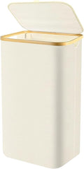 Slim Laundry Hamper with Lid - 60L Narrow Laundry Hamper with Lid, Dirty Clothes Hamper Small Hampers for Small Space, Slim Laundry Basket with Bamboo Handle (Beige)