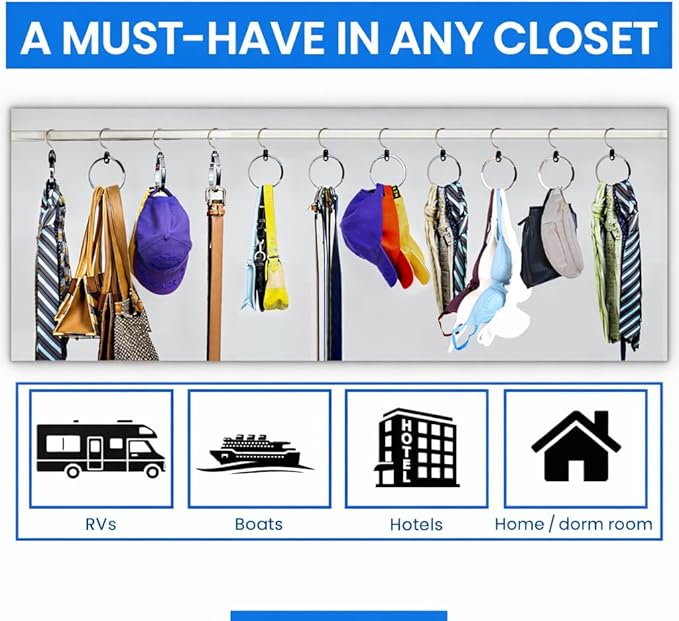 Rolly Hanger® Closet Space Saver – Premium Rotating Aluminum Organizer for Belts, Ties, Hats & Handbags – Heavy Duty 360° Swivel – Declutter & Maximize Storage (2 Pack)