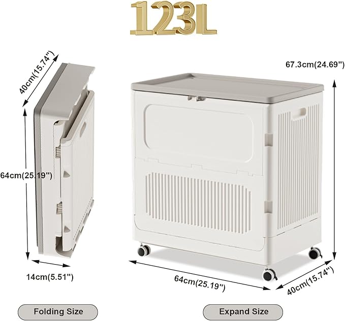 Rolling Laundry Hamper with Lid, Large Capacity Clothes Hampers for Laundry, Plastic Collapsible Laundry Baskets with Wheels and Lid Large Toy Box Chest