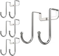 Poeland Over Cabinet Drawer Double Hooks 304 Stainless Steel Narrow Door Hook for Kitchen, Bathroom, Drawer, Wardrobe Door, Cabinet Door, Office Cubicle Partition Hook Pack of 4