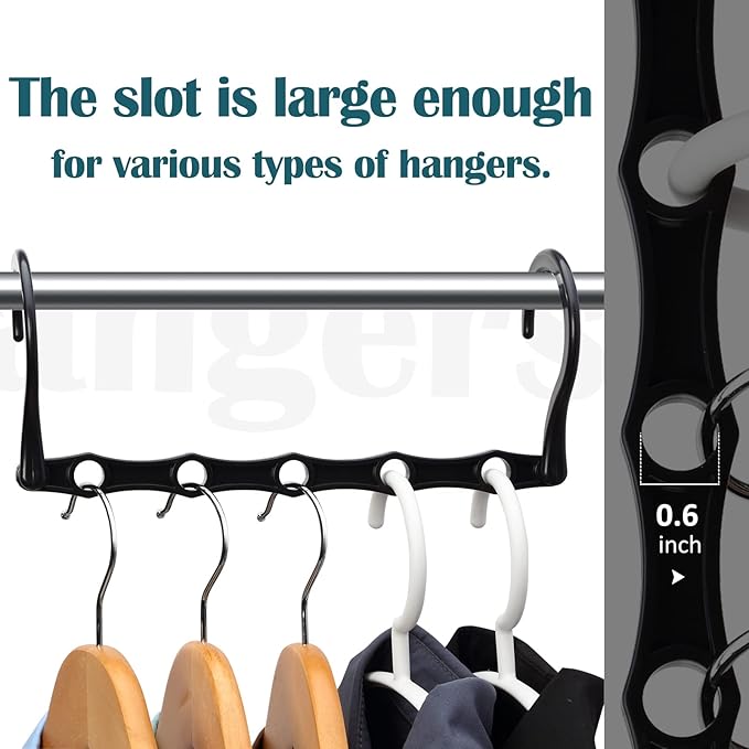 AMKUFO 6 Pack-Closet-Organizers-and-Storage, Magic-Hangers-Space-Saving-for-Clothes, Closer-Organizer-for-Closet-Organization, Space-Saver-Hanger-Organizer-for-Multipurpose, Dorm-Room-Essentials