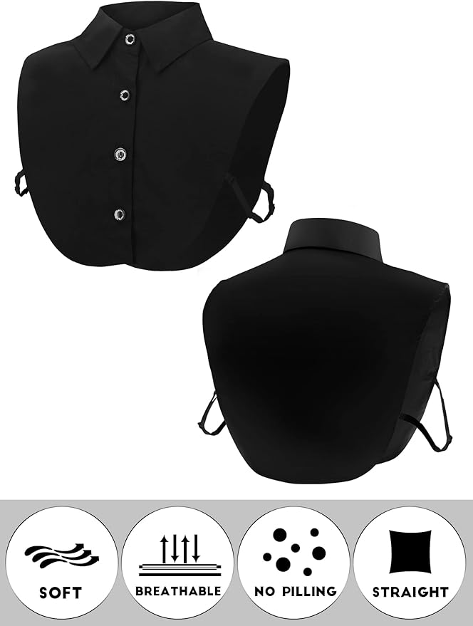 Syhood 4 Pcs Fake Collar Detachable False Dicky Collar Half Shirts Round for Women Outfits Halloween Costume Accessories