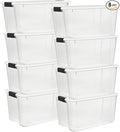 Sterilite 8 Pack Ultra Latching Box, Storage Bins with Lids, Clear Plastic, 70 Quart - Heavy-Duty Organizing Containers for Closet, Bathroom, and Office